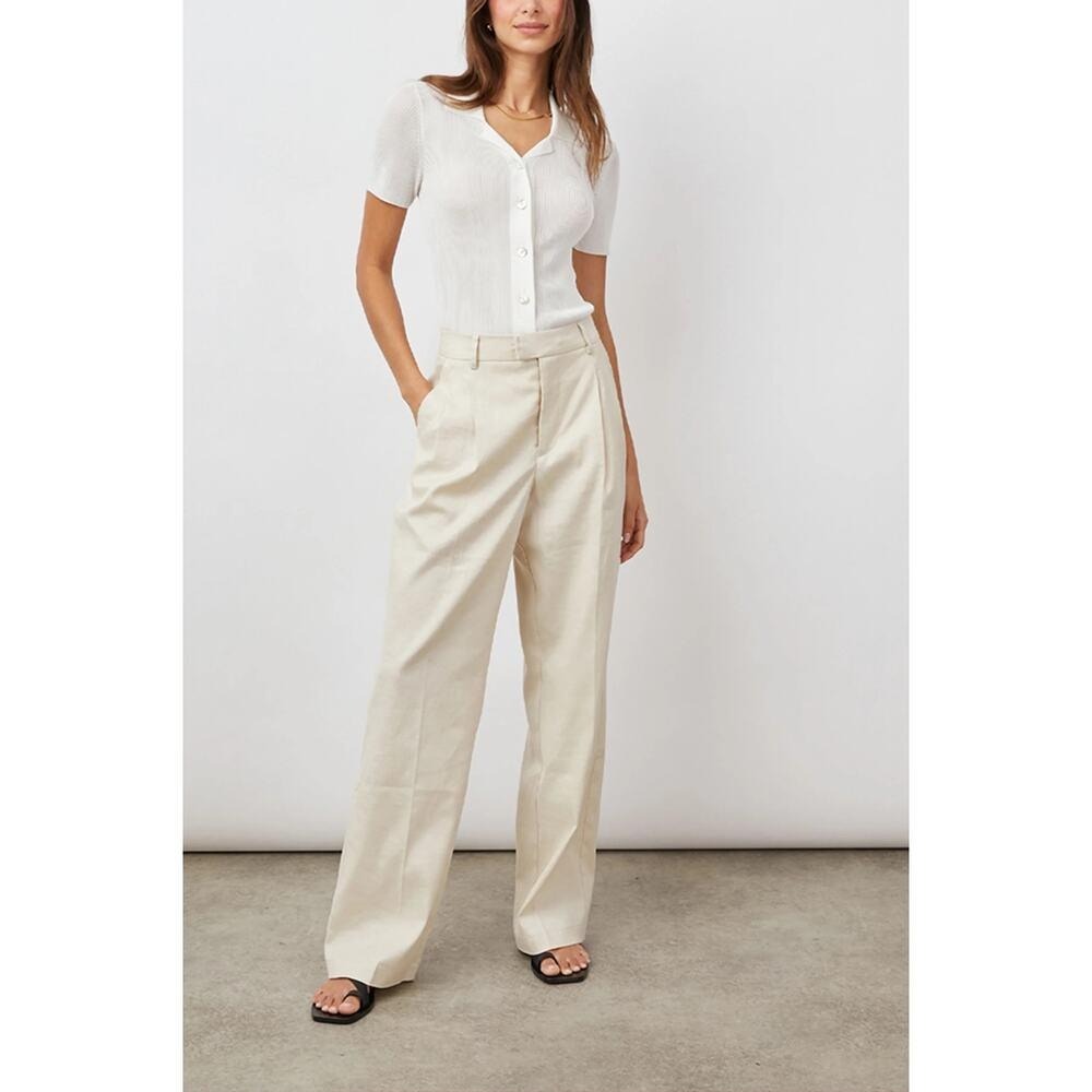Rails Marnie Sand Womens Size 10 Tan Linen Blend Pleated Wide Leg Trousers NWT